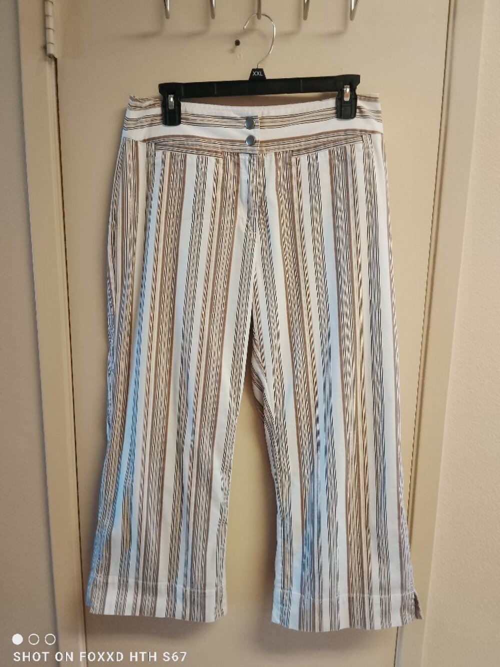 Women's Retro Chico's Cotton Stretch Tan Crop Pants size 1.5 (10)